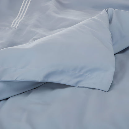 400TC Cotton Luxurious Triple Embroidery Sateen Solid Duvet Cover Set