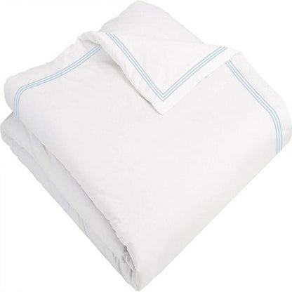 400TC Cotton Triple Edge Embroidery Sateen Solid Duvet Cover Set