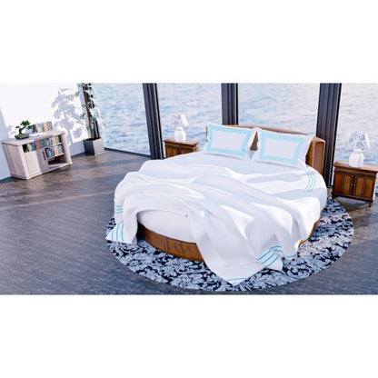 400TC Cotton Triple Embroidery Sateen Solid Round Duvet Cover Set