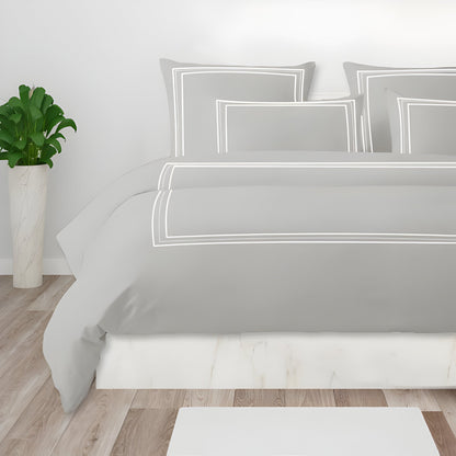 400TC Cotton Classic Luxurious Embroidery Sateen Solid Duvet Cover Set