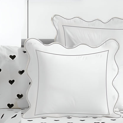 400TC Cotton Scallop Embroidery & Border Sateen Solid Euro Sham