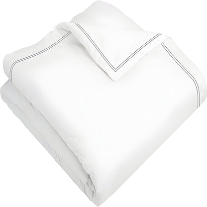 400TC Cotton Double Edge Embroidery Sateen Solid Duvet Cover Set