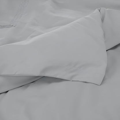 400TC Cotton Luxurious Triple Embroidery Sateen Solid Duvet Cover Set