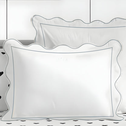 400TC Cotton Scallop Embroidery & Border Sateen Solid Duvet Cover Set