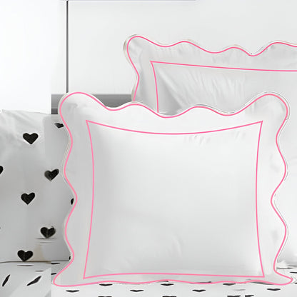 400TC Cotton Scallop Embroidery & Border Sateen Solid Euro Sham