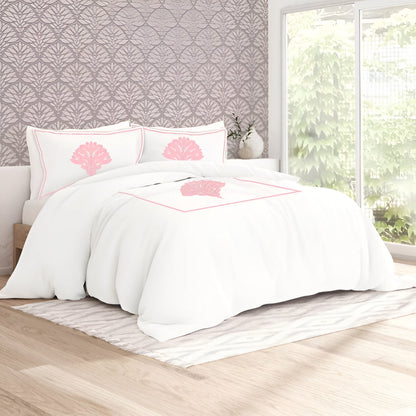 Leafy Embroidered Cotton Sateen Duvet Cover Set