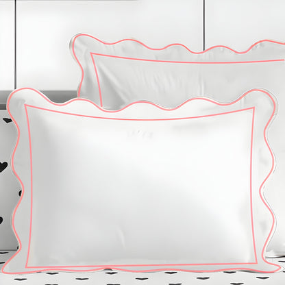 400TC Cotton Scallop Embroidery & Border Sateen Solid Duvet Cover Set