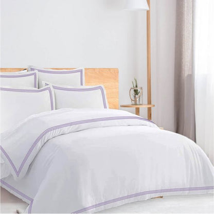 400TC Cotton Triple Edge Embroidery Sateen Solid Duvet Cover Set