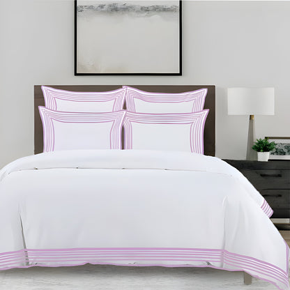 Smart Border 400TC Cotton Embroidery Sateen Solid Duvet Cover Set