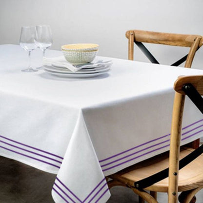 Triple Embroidery Border Sateen Cotton Solid Table Cloth