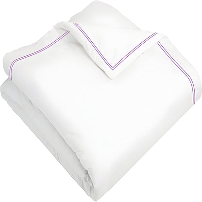 400TC Cotton Double Edge Embroidery Sateen Solid Duvet Cover Set