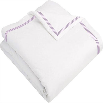 400TC Cotton Triple Edge Embroidery Sateen Solid Duvet Cover Set