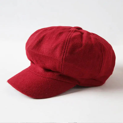 Octagonal Woolen Beret Hat for Casual Wear
