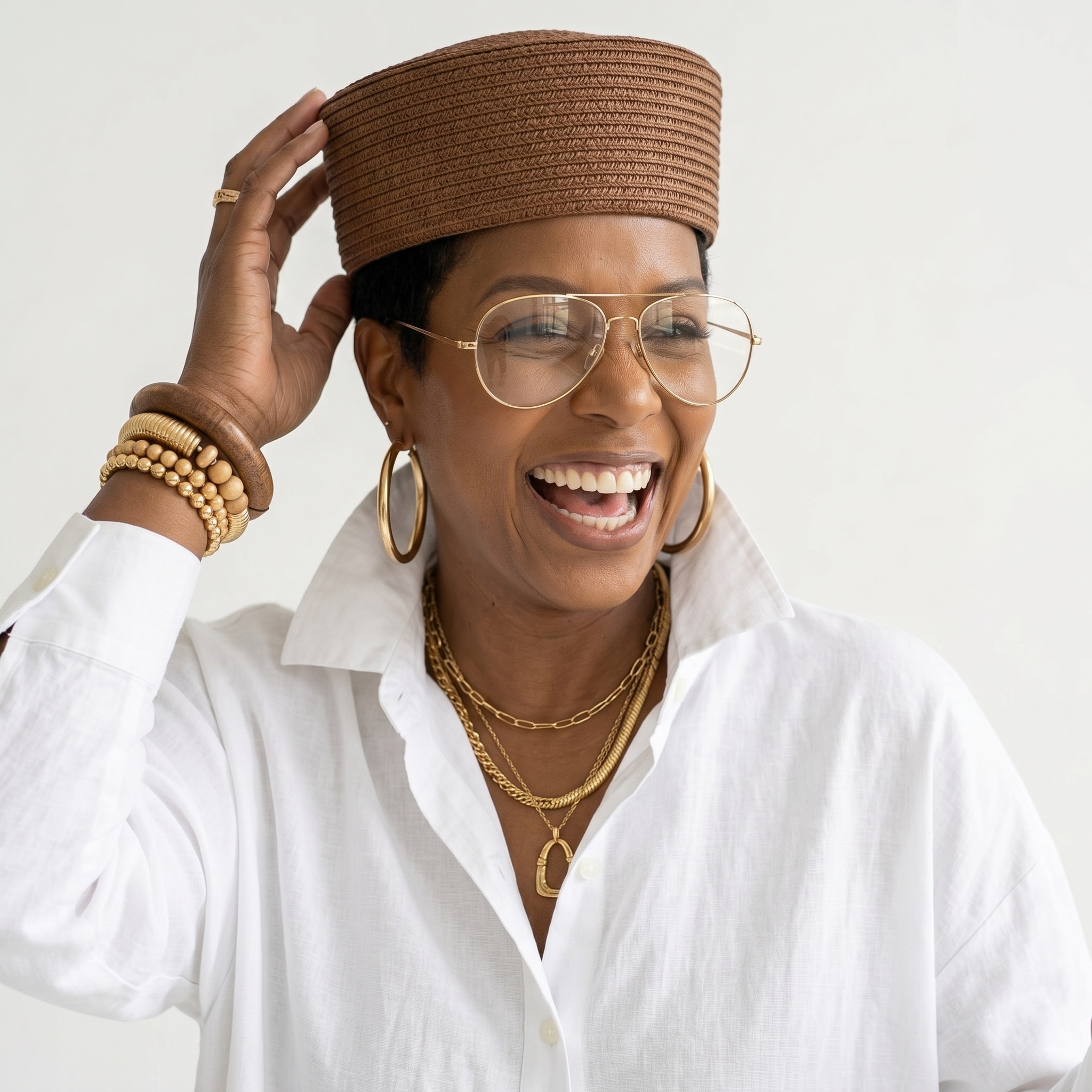Grounded Straw Flat Pill Box Hat