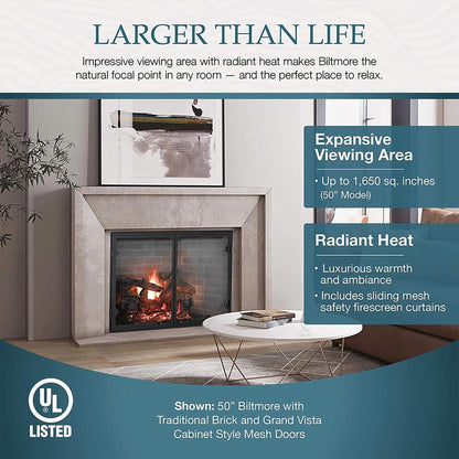 Majestic Biltmore 50-Inch Herringbone Pattern Open Wood-Burning Fireplace [SB100HB] (SAK62529)