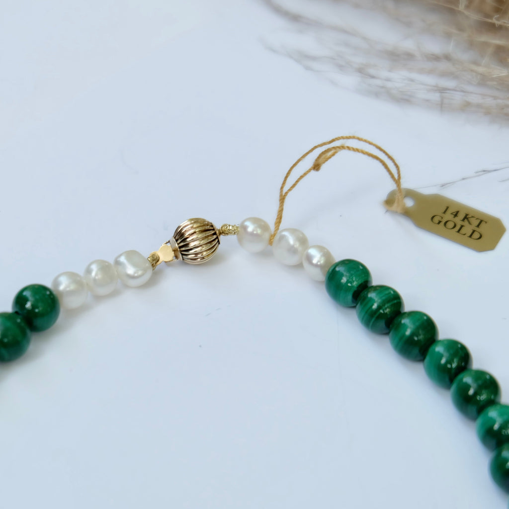 Malachite Pearl Necklace