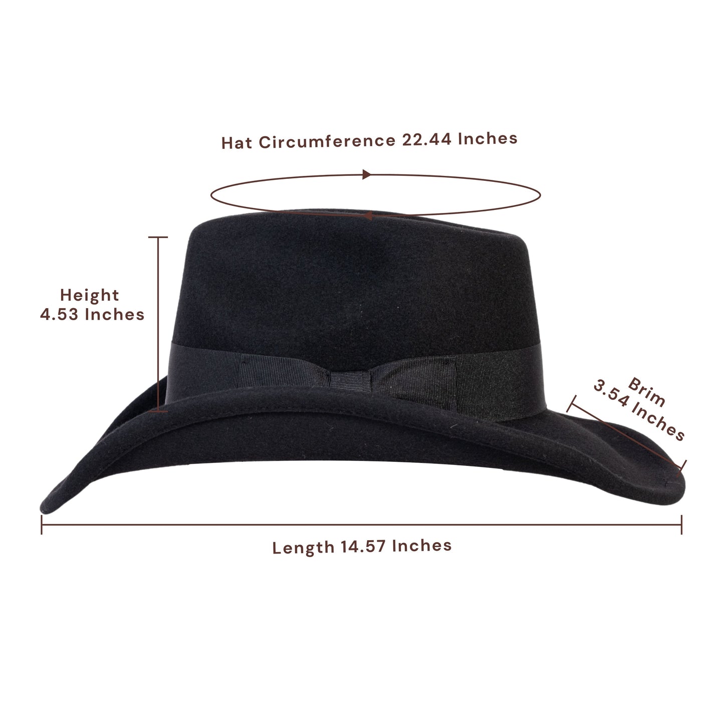 Midnight Black Felt Cowboy Hat