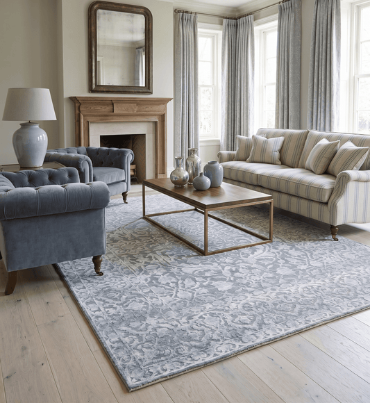 Modern Silver And Gray Hand Knotted Bamboo Silk 8x10 Area Rug