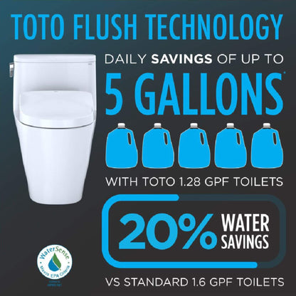 [MW7764736CEFG#01] TOTO Drake 1.28 GPF Elongated Chair Height Toilet W/ Washlet S7A Auto Heated Bidet Seat & EWater+ Technlogy (SAK95423)