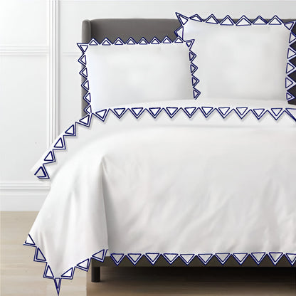 Ashley 400TC Cotton Traingle Embroidery Sateen Solid Duvet Cover Set