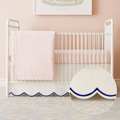 Scallop Embroidery Cotton Crib Skirt