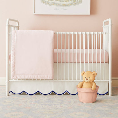 Scallop Embroidery Cotton Crib Skirt