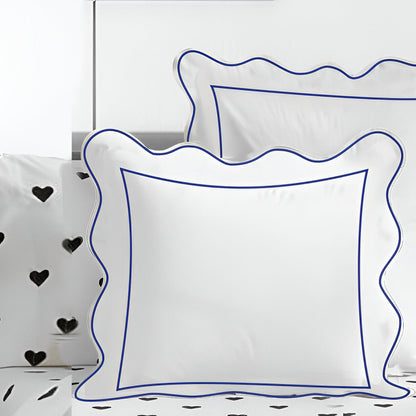 400TC Cotton Scallop Embroidery & Border Sateen Solid Euro Sham