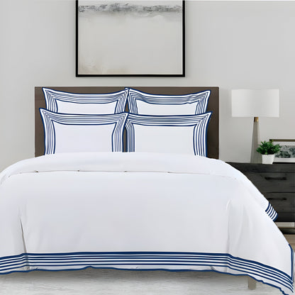 Smart Border 400TC Cotton Embroidery Sateen Solid Duvet Cover Set