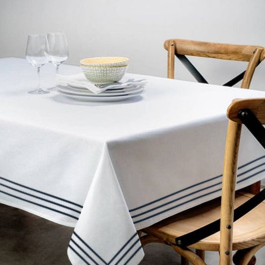 Triple Embroidery Border Sateen Cotton Solid Table Cloth