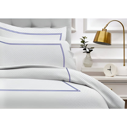 400TC Cotton Double Embroidery Sateen Microcheck Duvet Cover Set