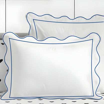 400TC Cotton Scallop Embroidery & Border Sateen Solid Duvet Cover Set