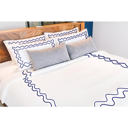 Double Wavy Embroidered Cotton Duvet Cover Set