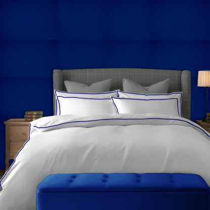 400TC Embroidery Cotton Sateen Solid Duvet Cover Set