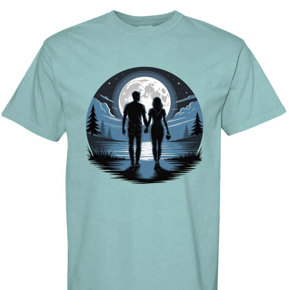 Nighttime Stroll Under Moonlight Romance