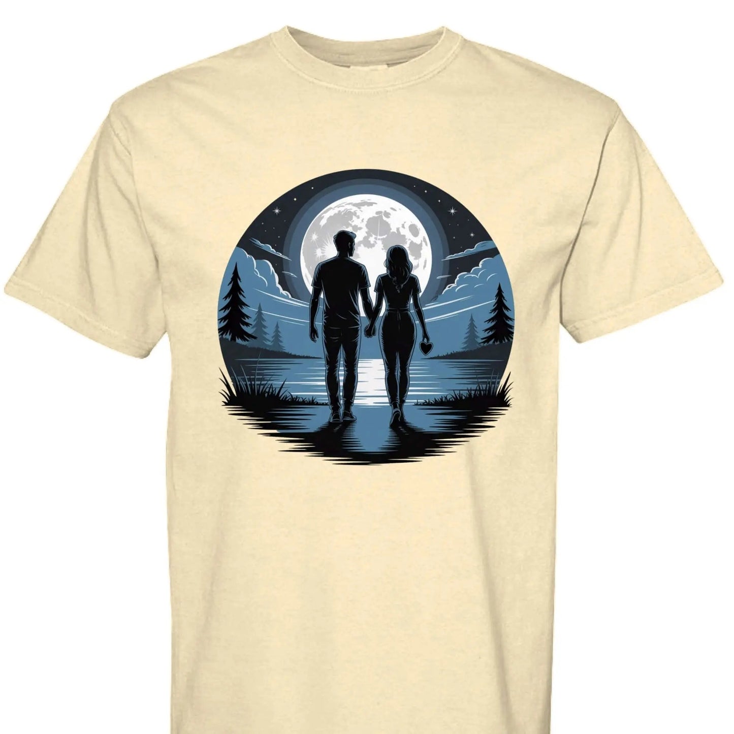 Nighttime Stroll Under Moonlight Romance