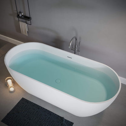 Nuvia 59-Inch Luxury Solid Surface Matte White Freestanding Soaking Tub (SAK95320)