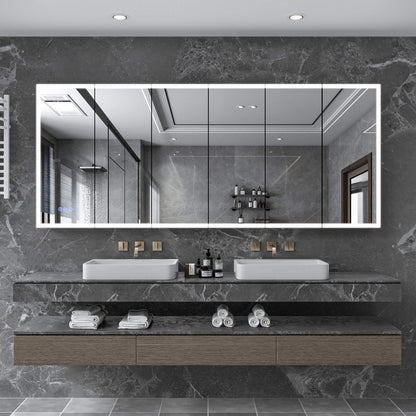 [96X40-Inch] Nuvia Wall-Mounted Medicine Cabinet Mirror With Anti-Fog And Tri-Color LED Lights (SAK82340)