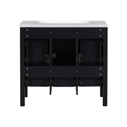 Nuvia Premium 72-Inch Bathroom Vanity Set With Resin Sink And Soft-Close Drawers [Faucet Not Included] (SAK62749)