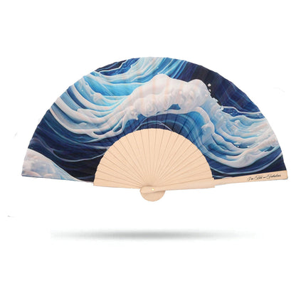 Blue Wave Hand Fan