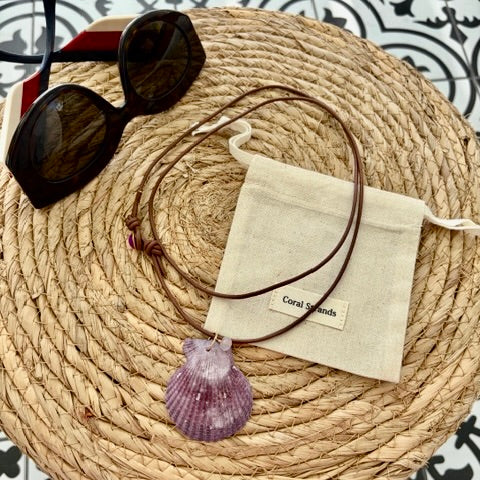 Sea Shell Pendant Necklace with Semi-Precious Gemstones