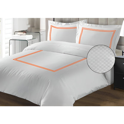 400TC Cotton Double Embroidery Sateen Microcheck Duvet Cover Set