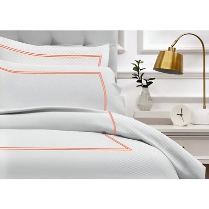 400TC Cotton Double Embroidery Sateen Microcheck Duvet Cover Set