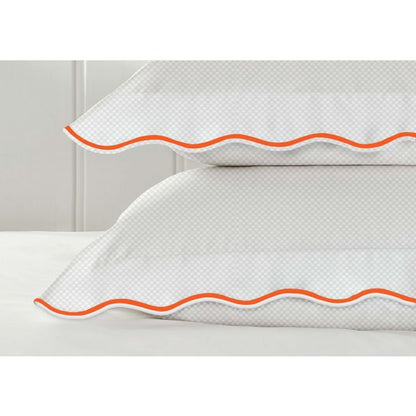 400TC Cotton Scallop Embroidery Sateen Microcheck Duvet Cover Set
