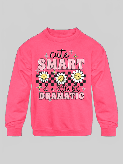 Girls Cute Smart Dramatic Long Sleeve Crewneck Sweatshirt
