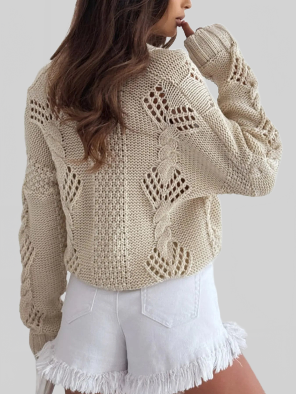 Chunky Cropped Button-Up Sweater Cardigan