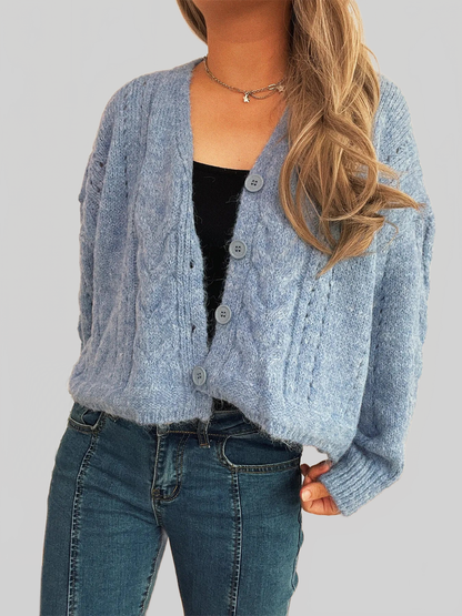 Cable Knit Button-Up Cardigan