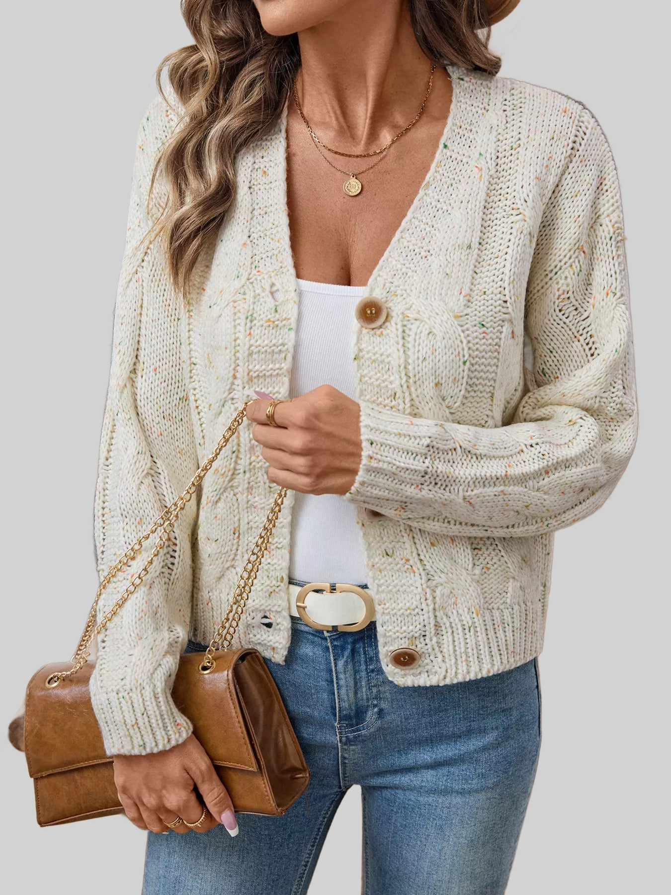 Cable Knit Button-Up Cardigan