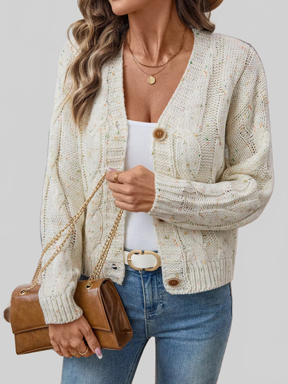 Cable Knit Button-Up Cardigan