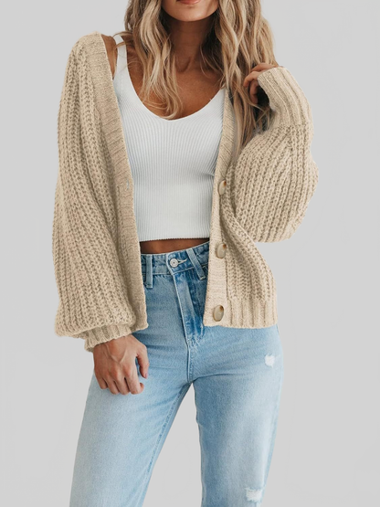 Women Button Up Long Sleeve Cardigan