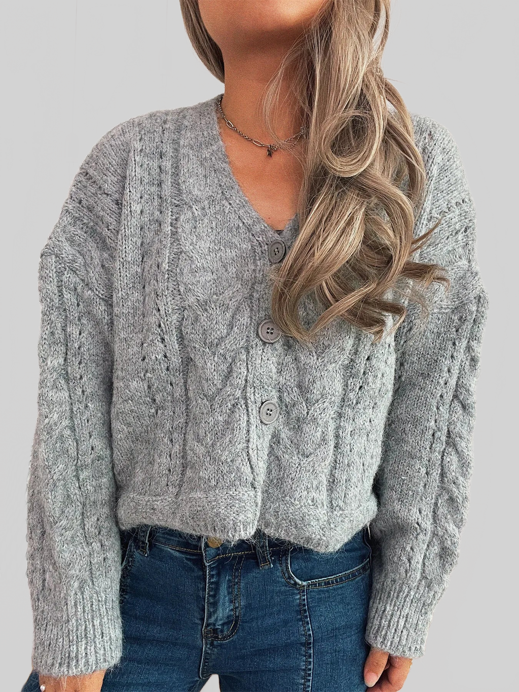 Cable Knit Button-Up Cardigan